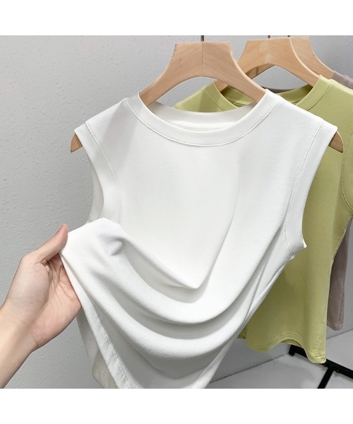 Carpe Diem(カルペディエム)の「ネック切り替え ノースリーブTシャツ(タンクトップ・レディース・ホワイト/ブラック/ブラウン・FREE)」の10枚目の写真