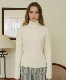 Turtleneck Loose Fit Knit (Cream)