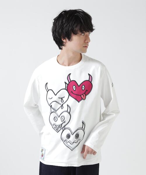 TRIPPY ART（トリッピーアート）の「TRIPPY ART（トリッピーアート）ONI HERTS 3D L/S TEE（Tシャツ/カットソー・メンズ・ホワイト・S/L/M/XL）」の2枚目の写真