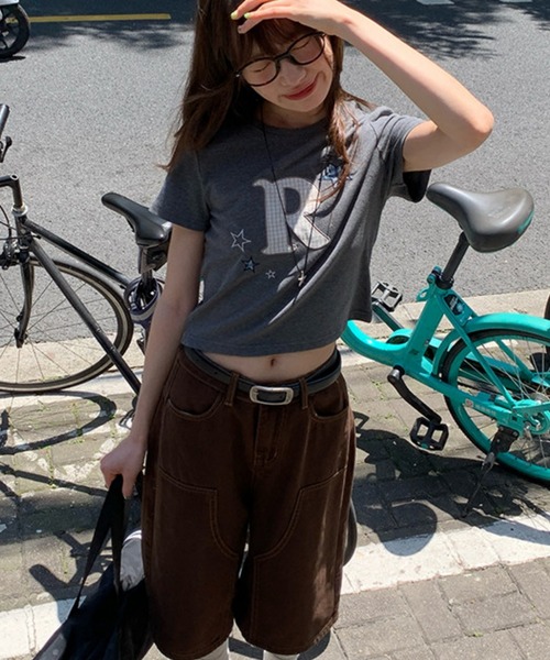 FREE STYLISTS（フリー スタイリスト）の「刺繍レタリング  Tシャツ トップス レディース（Tシャツ/カットソー・レディース・グレー・M）」の9枚目の写真