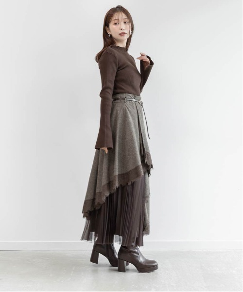 RANDA（ランダ）の「アシンメトリーレーストリムスカート（スカート・レディース・グレー/グレイッシュベージュ/チェック・0/1）」の22枚目の写真