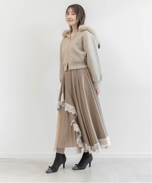 RANDA（ランダ）の「アシンメトリーレーストリムスカート（スカート・レディース・グレー/グレイッシュベージュ/チェック・0/1）」の15枚目の写真