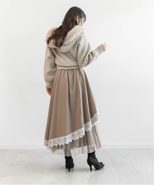 RANDA（ランダ）の「アシンメトリーレーストリムスカート（スカート・レディース・グレー/グレイッシュベージュ/チェック・0/1）」の16枚目の写真