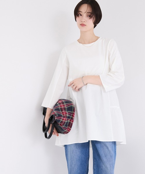 le cercle ADAM ET ROPE'(ルセルクルアダムエロペ)の「ドッキングティアードトップス(Tシャツ/カットソー・レディース・ホワイト/ブラック/ピンク系その他2・FREE)」の2枚目の写真