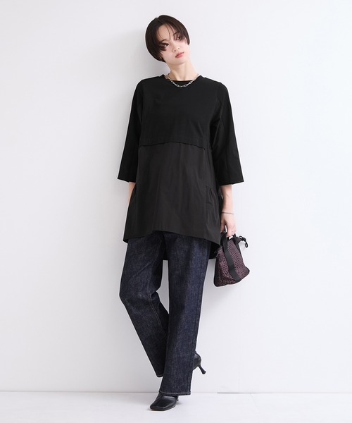 le cercle ADAM ET ROPE'(ルセルクルアダムエロペ)の「ドッキングティアードトップス(Tシャツ/カットソー・レディース・ホワイト/ブラック/ピンク系その他2・FREE)」の4枚目の写真