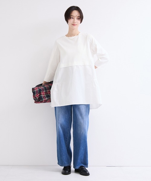 le cercle ADAM ET ROPE'(ルセルクルアダムエロペ)の「ドッキングティアードトップス(Tシャツ/カットソー・レディース・ホワイト/ブラック/ピンク系その他2・FREE)」の7枚目の写真