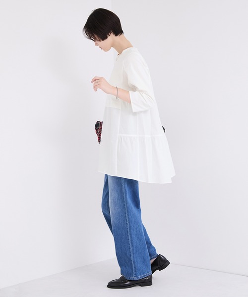 le cercle ADAM ET ROPE'(ルセルクルアダムエロペ)の「ドッキングティアードトップス(Tシャツ/カットソー・レディース・ホワイト/ブラック/ピンク系その他2・FREE)」の8枚目の写真