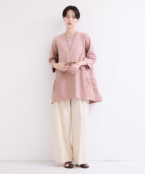 le cercle ADAM ET ROPE'(ルセルクルアダムエロペ)の「ドッキングティアードトップス(Tシャツ/カットソー・レディース・ホワイト/ブラック/ピンク系その他2・FREE)」の9枚目の写真
