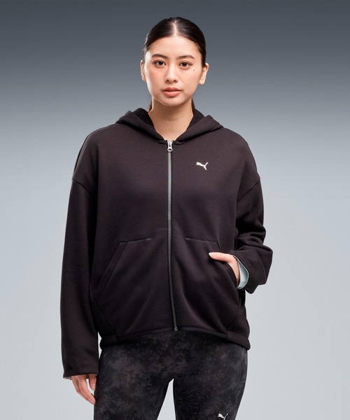 PUMA(プーマ)の「PUMA プーマ ウィメンズ ヨガ スタジオ ロング ニット ジャケット(ジャージ・レディース・グレー系その他/ブラック×レッド/グレー・LARGE/X-LARGE/MEDIUM/SMALL)」の2枚目の写真