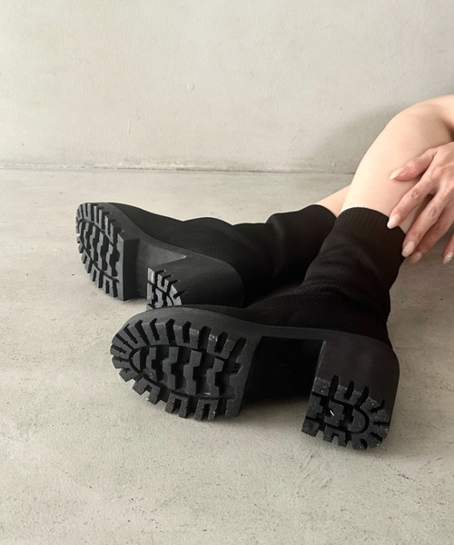 MYMOOD.(マイムード)の「厚底ソックスブーツ(ブーツ・レディース・ブラック・24.5cm/23.5cm)」の14枚目の写真
