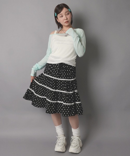 SPINNS(スピンズ)の「ラグラン長袖カットソー/シアーカットソー/韓国ガーリー(Tシャツ/カットソー・レディース・ターコイズブルー/ブラック/ミント・ONESIZE)」の9枚目の写真