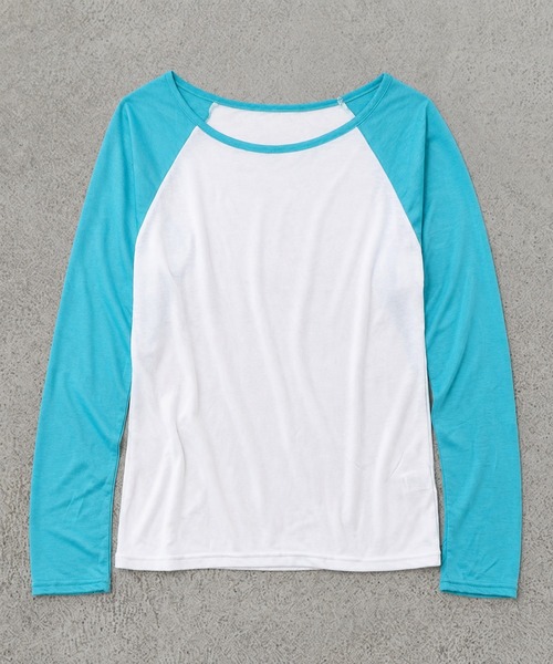 SPINNS(スピンズ)の「ラグラン長袖カットソー/シアーカットソー/韓国ガーリー(Tシャツ/カットソー・レディース・ターコイズブルー/ブラック/ミント・ONESIZE)」の12枚目の写真