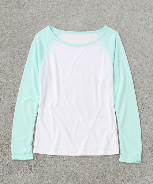 SPINNS(スピンズ)の「ラグラン長袖カットソー/シアーカットソー/韓国ガーリー(Tシャツ/カットソー・レディース・ターコイズブルー/ブラック/ミント・ONESIZE)」の11枚目の写真