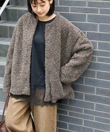 JOURNAL STANDARD relume（ジャーナルスタンダード　レリューム）の「《追加》ボアカラーレスジャケット（ブルゾン）」