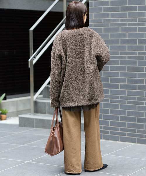 JOURNAL STANDARD relume(ジャーナルスタンダード レリューム)の「《追加》ボアカラーレスジャケット(ブルゾン・レディース・チャコールグレー/ブラウン・FREE)」の5枚目の写真