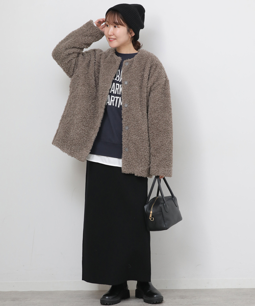 JOURNAL STANDARD relume(ジャーナルスタンダード レリューム)の「《追加》ボアカラーレスジャケット(ブルゾン・レディース・チャコールグレー/ブラウン・FREE)」の10枚目の写真