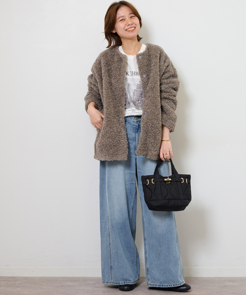 JOURNAL STANDARD relume(ジャーナルスタンダード レリューム)の「《追加》ボアカラーレスジャケット(ブルゾン・レディース・チャコールグレー/ブラウン・FREE)」の18枚目の写真
