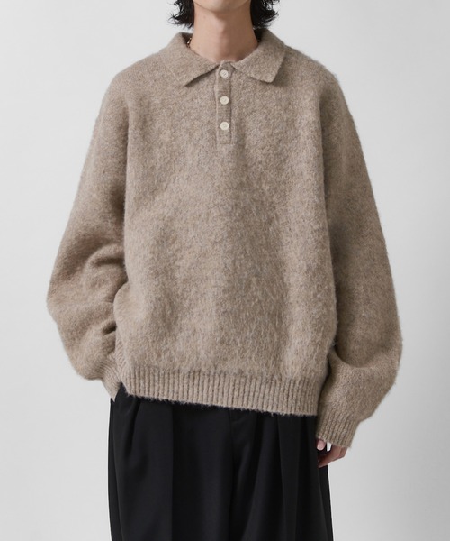 Lui's(ルイス)の「【Neucon】FINE SOFT SHAGGY KNIT POLO / ファインソフトシャギーニットポロシャツ(ニット/セーター・メンズ・チャコールグレー/グレイッシュベージュ/ダークブルー/ブラック・1/2)」の19枚目の写真