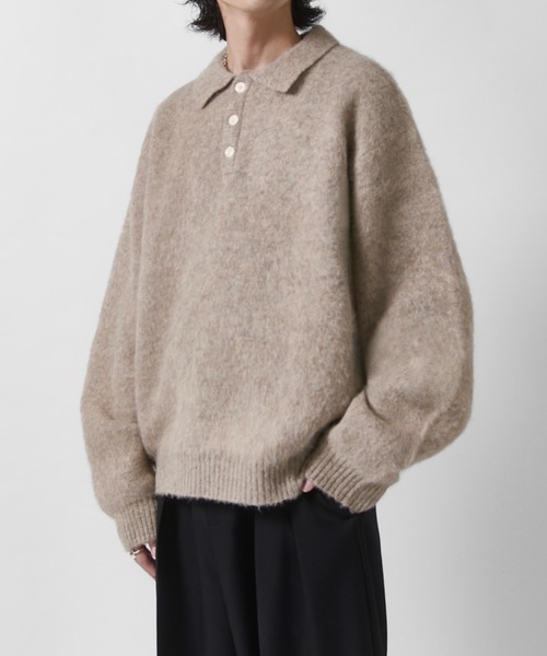 Lui's(ルイス)の「【Neucon】FINE SOFT SHAGGY KNIT POLO / ファインソフトシャギーニットポロシャツ(ニット/セーター・メンズ・チャコールグレー/グレイッシュベージュ/ダークブルー/ブラック・1/2)」の20枚目の写真