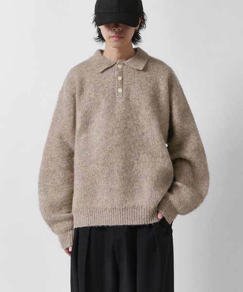 Lui's(ルイス)の「【Neucon】FINE SOFT SHAGGY KNIT POLO / ファインソフトシャギーニットポロシャツ(ニット/セーター・メンズ・チャコールグレー/グレイッシュベージュ/ダークブルー/ブラック・1/2)」の13枚目の写真