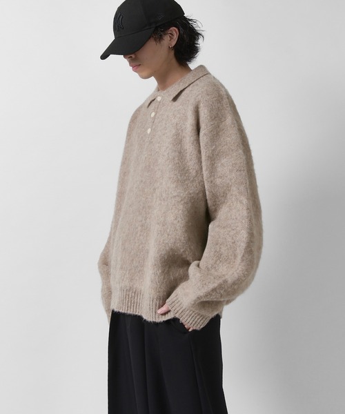 Lui's(ルイス)の「【Neucon】FINE SOFT SHAGGY KNIT POLO / ファインソフトシャギーニットポロシャツ(ニット/セーター・メンズ・チャコールグレー/グレイッシュベージュ/ダークブルー/ブラック・1/2)」の16枚目の写真