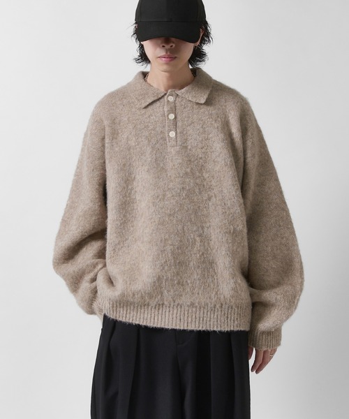 Lui's(ルイス)の「【Neucon】FINE SOFT SHAGGY KNIT POLO / ファインソフトシャギーニットポロシャツ(ニット/セーター・メンズ・チャコールグレー/グレイッシュベージュ/ダークブルー/ブラック・1/2)」の14枚目の写真