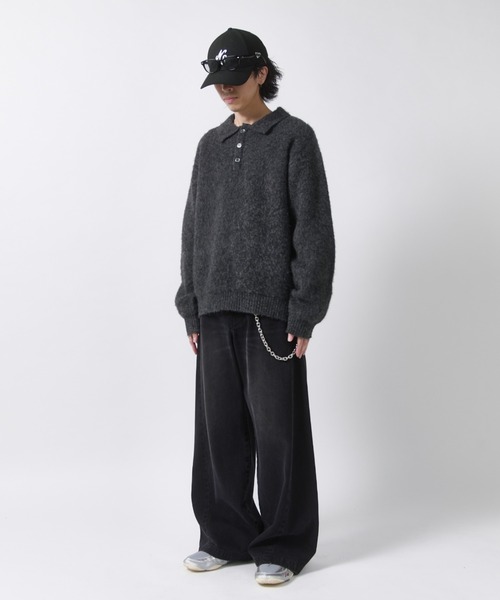 Lui's(ルイス)の「【Neucon】FINE SOFT SHAGGY KNIT POLO / ファインソフトシャギーニットポロシャツ(ニット/セーター・メンズ・チャコールグレー/グレイッシュベージュ/ダークブルー/ブラック・1/2)」の11枚目の写真