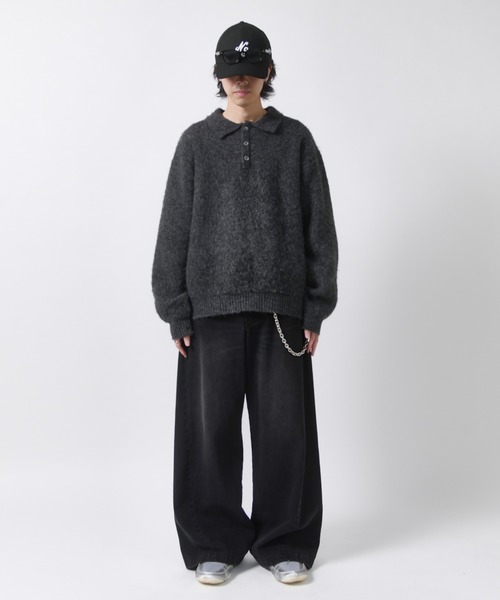 Lui's(ルイス)の「【Neucon】FINE SOFT SHAGGY KNIT POLO / ファインソフトシャギーニットポロシャツ(ニット/セーター・メンズ・チャコールグレー/グレイッシュベージュ/ダークブルー/ブラック・1/2)」の10枚目の写真