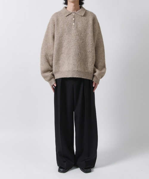 Lui's(ルイス)の「【Neucon】FINE SOFT SHAGGY KNIT POLO / ファインソフトシャギーニットポロシャツ(ニット/セーター・メンズ・チャコールグレー/グレイッシュベージュ/ダークブルー/ブラック・1/2)」の21枚目の写真