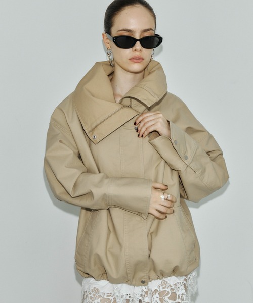 JOSE MOON(ジョゼムーン)の「COTTON 2WAY BLOUSON/コットン2WAYブルゾン(その他アウター・レディース・ベージュ/ブラック・38/36)」の8枚目の写真