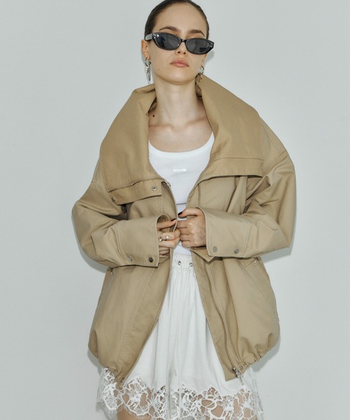 JOSE MOON(ジョゼムーン)の「COTTON 2WAY BLOUSON/コットン2WAYブルゾン(その他アウター・レディース・ベージュ/ブラック・38/36)」の9枚目の写真
