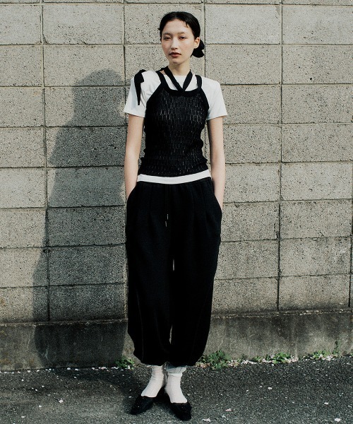 leinwande（ラインヴァンド）の「【leinwande】26AW新作 Balloon Track Pants / バルーントラックパンツ（その他パンツ・レディース・White/Black・ONE SIZE）」の8枚目の写真