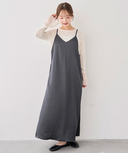 mil（ミル）の「サテン キャミ ワンピース 【588240】（ワンピース・レディース・チャコールグレー/ダークブラウン/モカ・XS/S）」の16枚目の写真