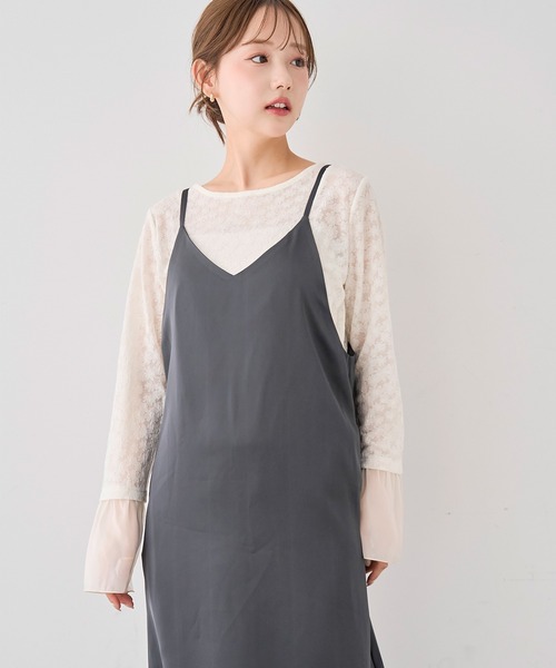 mil（ミル）の「サテン キャミ ワンピース 【588240】（ワンピース・レディース・チャコールグレー/ダークブラウン/モカ・XS/S）」の20枚目の写真