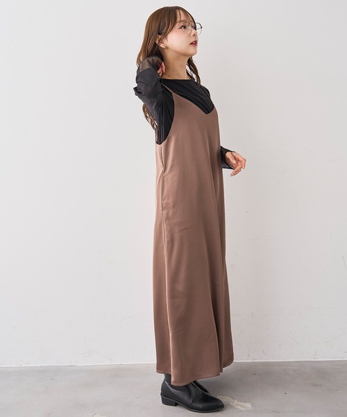 mil（ミル）の「サテン キャミ ワンピース 【588240】（ワンピース・レディース・チャコールグレー/ダークブラウン/モカ・XS/S）」の5枚目の写真