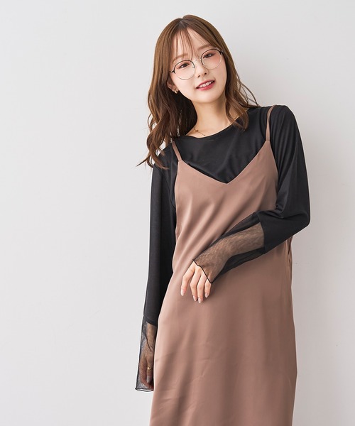 mil（ミル）の「サテン キャミ ワンピース 【588240】（ワンピース・レディース・チャコールグレー/ダークブラウン/モカ・XS/S）」の7枚目の写真