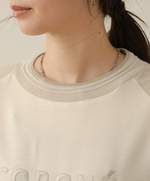 Bou Jeloud(ブージュルード)の「異素材コンビロゴ刺しゅうプルオーバー(Tシャツ/カットソー・レディース・オフホワイト/ブラック・FREE)」の12枚目の写真