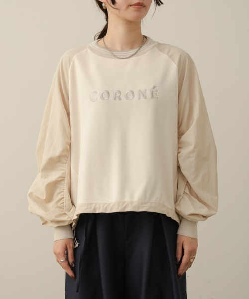 Bou Jeloud(ブージュルード)の「異素材コンビロゴ刺しゅうプルオーバー(Tシャツ/カットソー・レディース・オフホワイト/ブラック・FREE)」の19枚目の写真