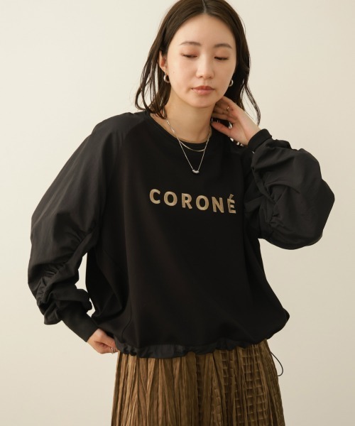 Bou Jeloud(ブージュルード)の「異素材コンビロゴ刺しゅうプルオーバー(Tシャツ/カットソー・レディース・オフホワイト/ブラック・FREE)」の22枚目の写真