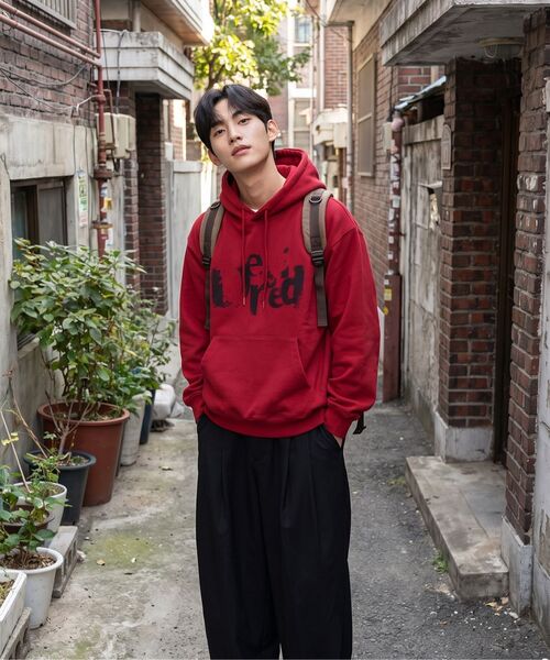 DESIRED(デシレッド)の「PEID テキストフードTシャツ-FESK5104B07(パーカー・レディース・レッド・MEDIUM/LARGE/X-LARGE)」の3枚目の写真