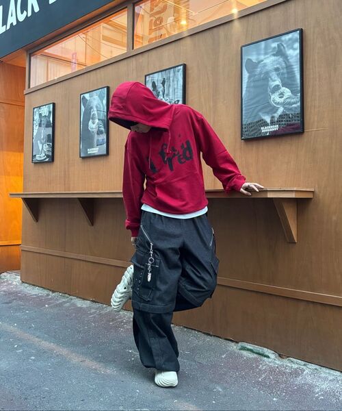 DESIRED(デシレッド)の「PEID テキストフードTシャツ-FESK5104B07(パーカー・レディース・レッド・MEDIUM/LARGE/X-LARGE)」の6枚目の写真