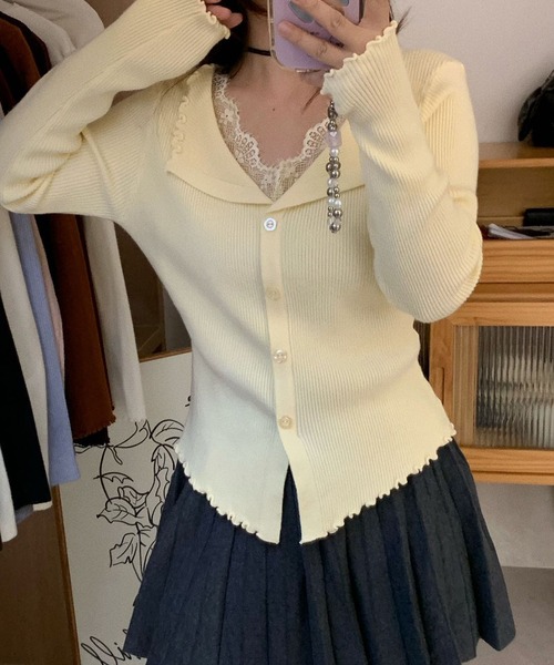 SpRay(スプレイ)の「【もちもち肌触り】リブレースレイヤードニット(ニット/セーター・レディース・チャコールグレー/ブラック/レッド/ブラウン/アイボリー・FREE)」の22枚目の写真