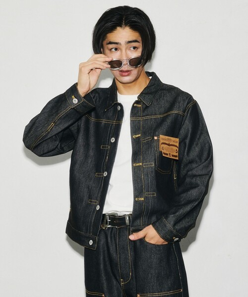 VISION STREET WEAR(ヴィジョンストリートウェア)の「VISION STREET WEAR/ヴィジョンストリートウェアー 限定展開 Rigid Denim JKT / リジットデニムジャケット(デニムジャケット・メンズ・ブラック/インディゴブルー・X-LARGE/LARGE/MEDIUM)」の1枚目の写真