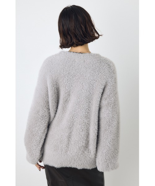 AZUL by moussy(アズールバイマウジー)の「【着丈バリエ】モヘヤライクニットカーディガン 秋服 冬服 ショート丈 ミドル丈 お尻が隠れる ニットトップス(ニット/セーター・レディース・ブラウン/ライトピンク/グレー・MEDIUM/SMALL)」の8枚目の写真