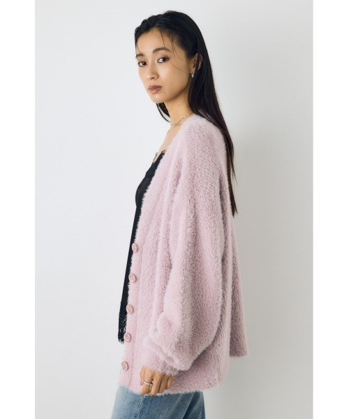 AZUL by moussy(アズールバイマウジー)の「【着丈バリエ】モヘヤライクニットカーディガン 秋服 冬服 ショート丈 ミドル丈 お尻が隠れる ニットトップス(ニット/セーター・レディース・ブラウン/ライトピンク/グレー・MEDIUM/SMALL)」の13枚目の写真