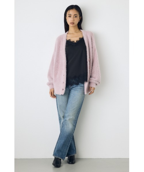 AZUL by moussy(アズールバイマウジー)の「【着丈バリエ】モヘヤライクニットカーディガン 秋服 冬服 ショート丈 ミドル丈 お尻が隠れる ニットトップス(ニット/セーター・レディース・ブラウン/ライトピンク/グレー・MEDIUM/SMALL)」の15枚目の写真