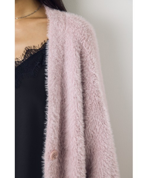 AZUL by moussy(アズールバイマウジー)の「【着丈バリエ】モヘヤライクニットカーディガン 秋服 冬服 ショート丈 ミドル丈 お尻が隠れる ニットトップス(ニット/セーター・レディース・ブラウン/ライトピンク/グレー・MEDIUM/SMALL)」の16枚目の写真