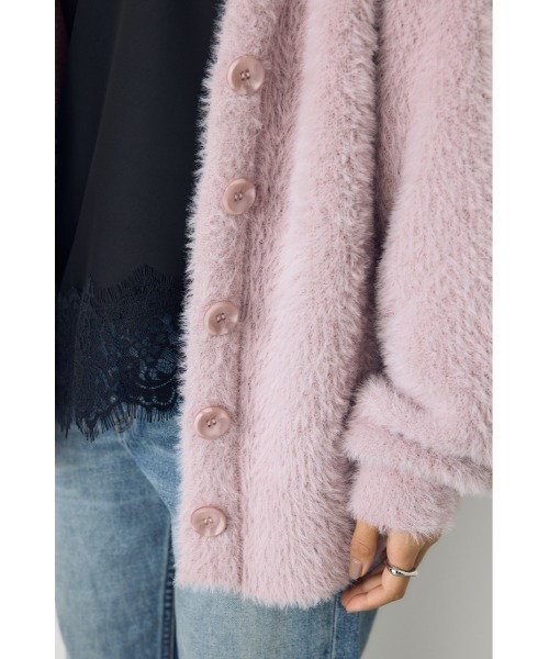 AZUL by moussy(アズールバイマウジー)の「【着丈バリエ】モヘヤライクニットカーディガン 秋服 冬服 ショート丈 ミドル丈 お尻が隠れる ニットトップス(ニット/セーター・レディース・ブラウン/ライトピンク/グレー・MEDIUM/SMALL)」の17枚目の写真