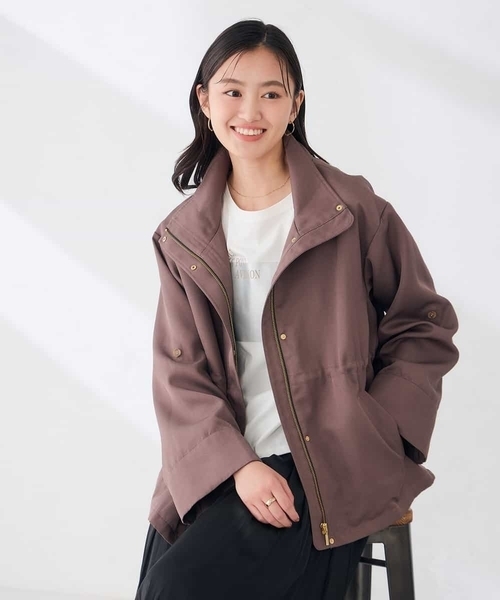 a.v.v(アーヴェヴェ)の「ウエスト ドロスト スタンドカラー ブルゾン(その他アウター・レディース・ブラック/ライトグレー/モカ・36/40/38)」の15枚目の写真