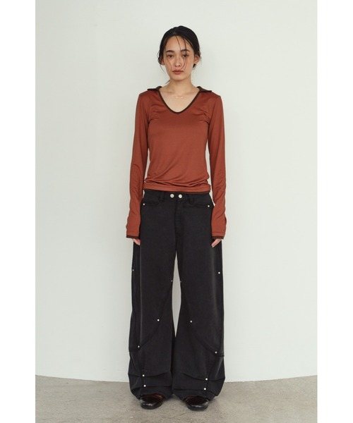 Knuth Marf(クヌースマーフ)の「u-neck slim top(Tシャツ/カットソー・レディース・ブラック/オレンジ/チャコール・FREE)」の7枚目の写真